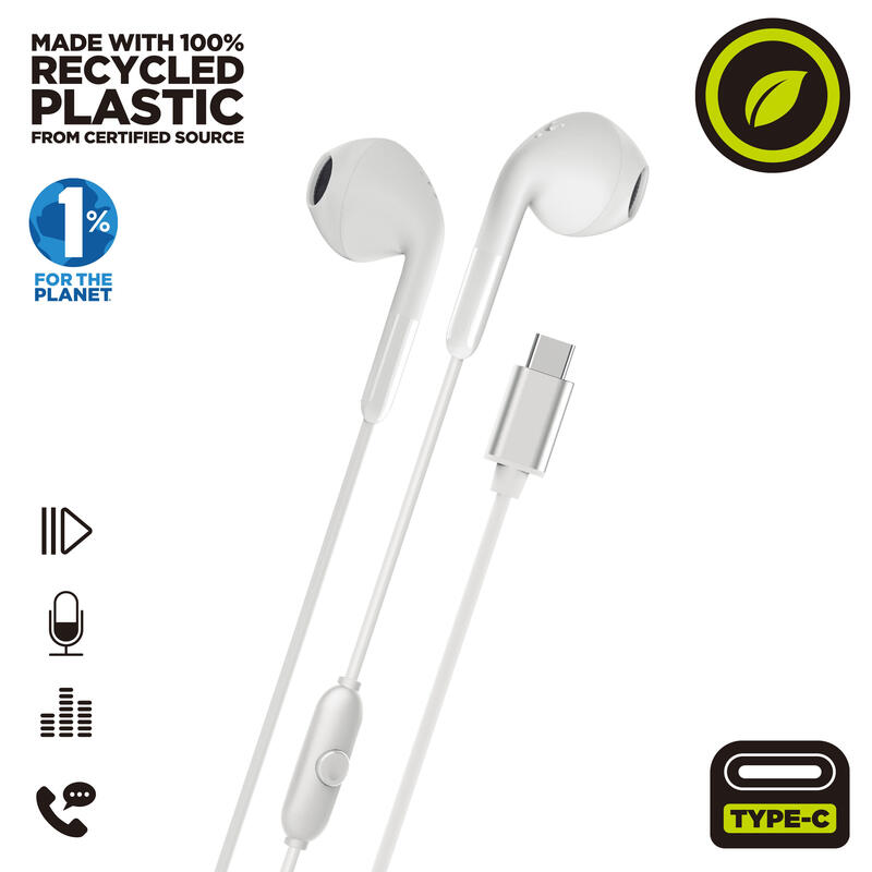 Muvit Headphones For Charge Stereo E58 Type-c White
