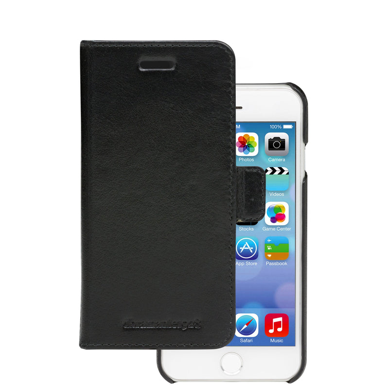 DBRAMANTE1928 Lynge Case With Cover Phone Mobile Phone Leather Grano Entero Black Apple Iphone 6 6S 7 8 Se (2ª