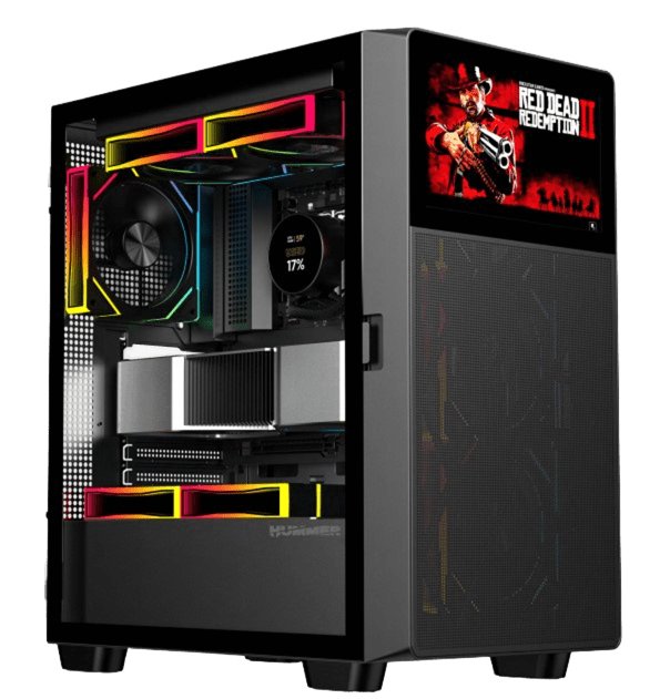 Nox PC Case Gaming Hummer Bios ATX LCD 8 Glass Tempered Black