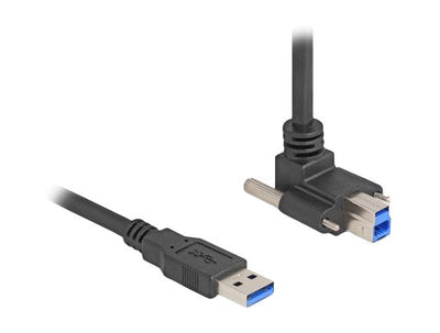 Delock 80480 USB Cable 5Gbps USB Tipo-a Male Recto a USB Tipo-b Male With Screws 90° Hacia Arriba Ángulo 1M Bl — image 1