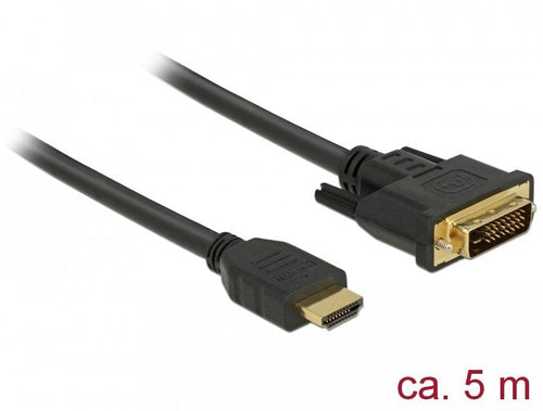 Delock HDMI Cable DVI 24 + 1M/M 5M Black — image 1