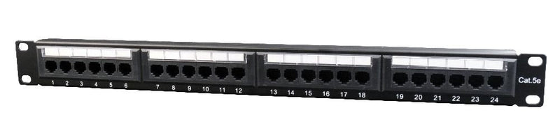 Gembird 19'' Patch Panel 24 Port 1U CAT.5E With Rear Cable Management, Black