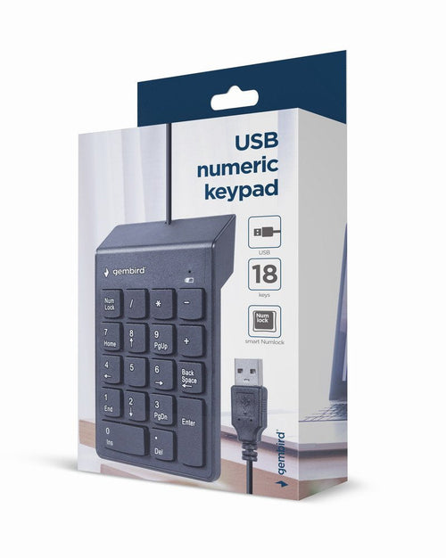 Gembird KPD-U-03 USB Keyboard Numerico USB Black Slim 18 Keys — image 1