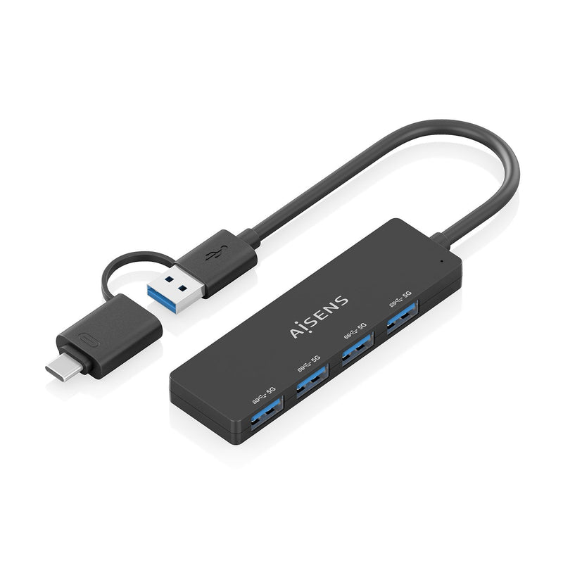 Aisens Hub USB 3.1 USB-C Usb-a, USB-C/M+usb-a/M-4XTIPO a/H, Black 15CM