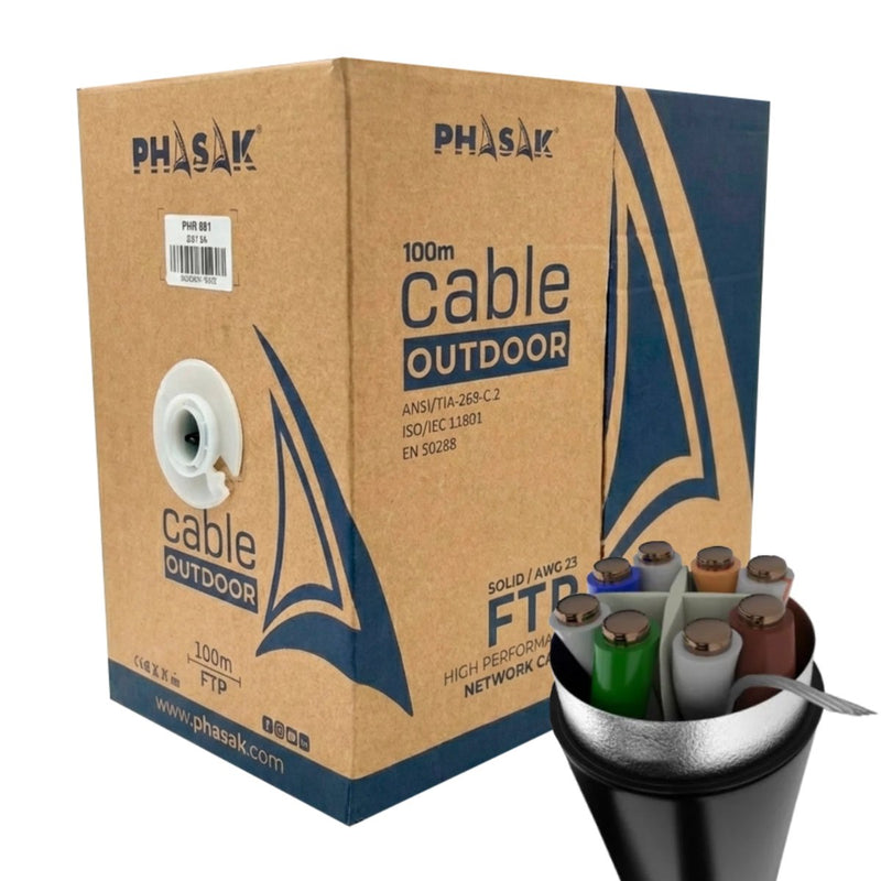 Phasak Bobina Cable RJ45 FTP Phr 681 CAT.6A 100M Grey