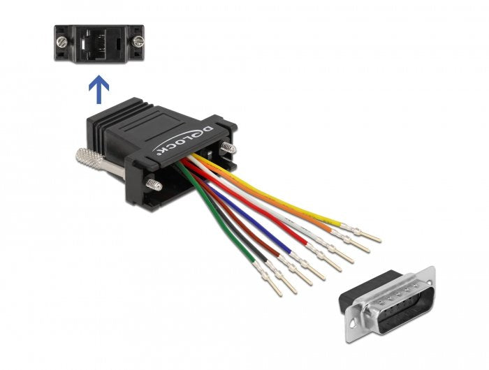 Delock Adapter D-sub 15 Pines Plug a Kit Assembly Plug RJ45, Black