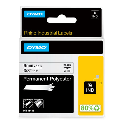 Dymo Rhino Tape ID1-9 Black/White Polyester — image 1