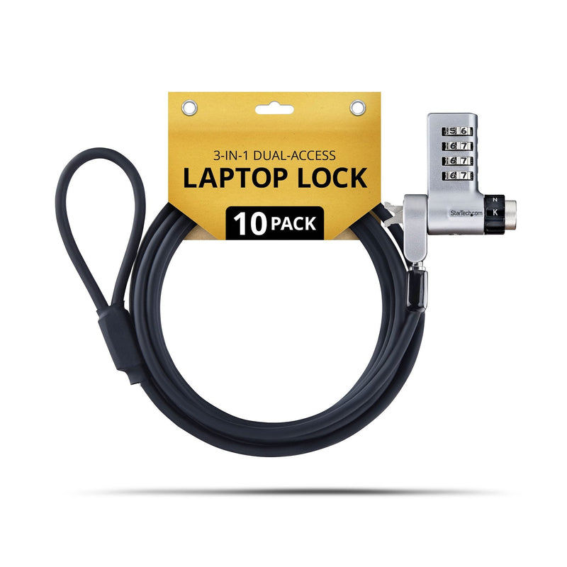 StarTech.com StarTech - Padlock With Cable Security - 3-IN-1, Keyed Alike/Combination Security Cable Lock, Ant