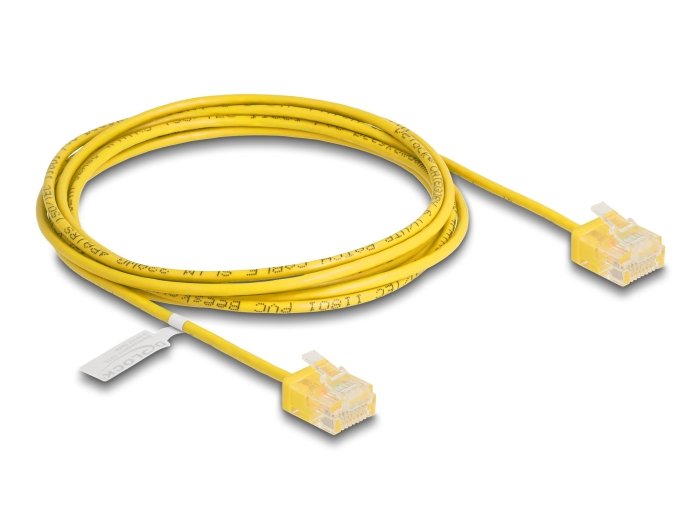 Delock RJ45 Network Cable CAT.6 UTP Ultra Slim 2M Yellow With Kurzen Machon