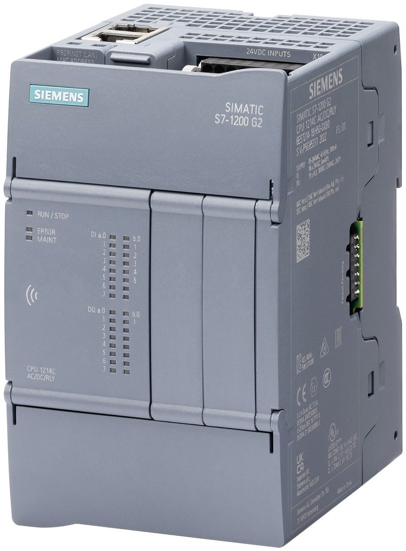 Siemens Simatic 6ES7214-1HH50-0XB0 S7-1200 G2 CPU 1214C DC Relé 14DI
