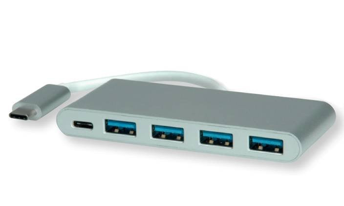 Roline Hub USB 3.2 Gen 1 4FACH, Typ C Anschlusscable, With 1 Pd-port
