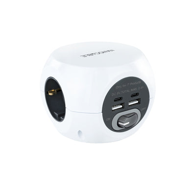 Nanocable Base 3 Plugs Type F + 2x USB-A And 2x USB-C With Switch - Cable 1.40M — image 1