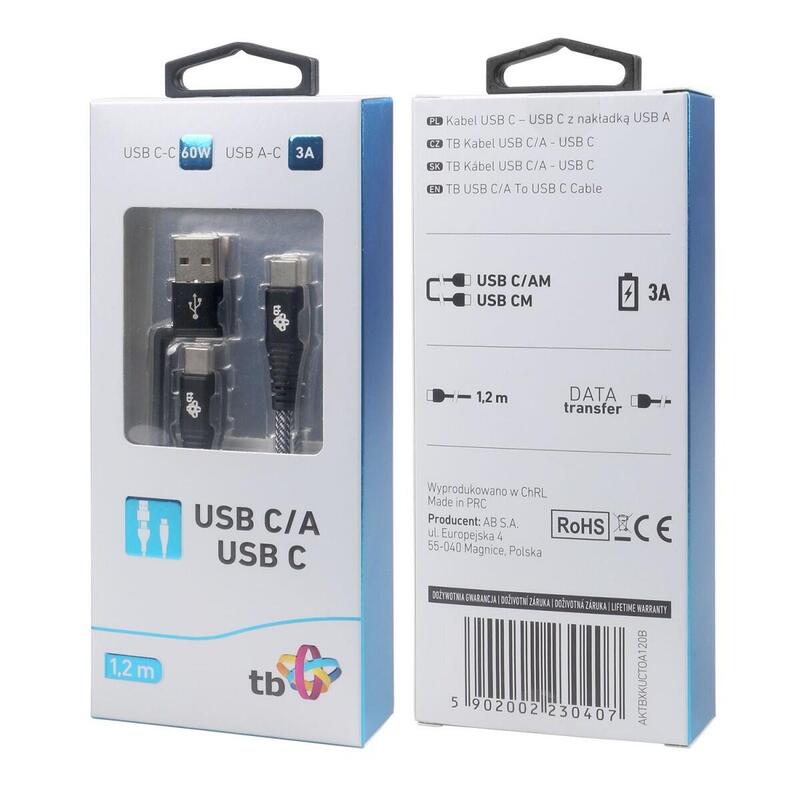 Cable 2W1: USB C - USB C With Nakladka USB a, 1.2M