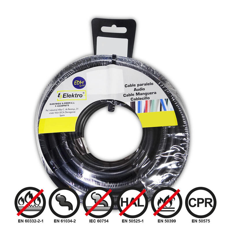 Film Roll Cablecillo Flexible 2,5MM Black Libre Halógenos 25M