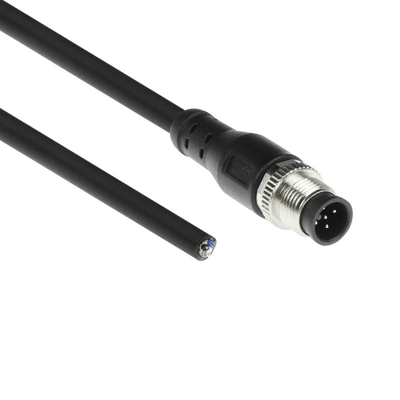 Industrial 3.00 Meters Sensor Cable M12A 5-PIN Male To Open End, Superflex Xtreme Tpe Cable Shielded