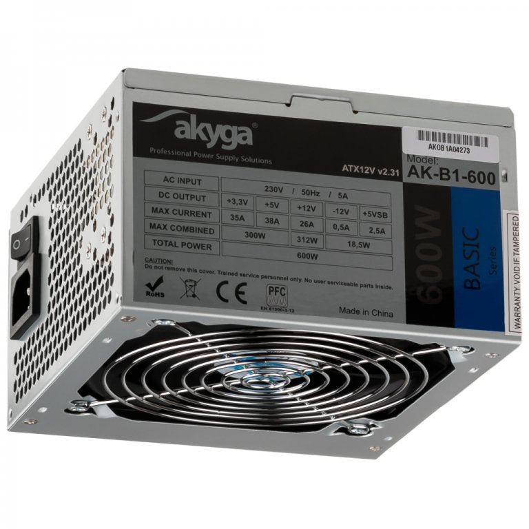 Akyga Power Supply Basic ATX 600W AK-B1-600 FAN12CM P4 3XSATA Pci- And