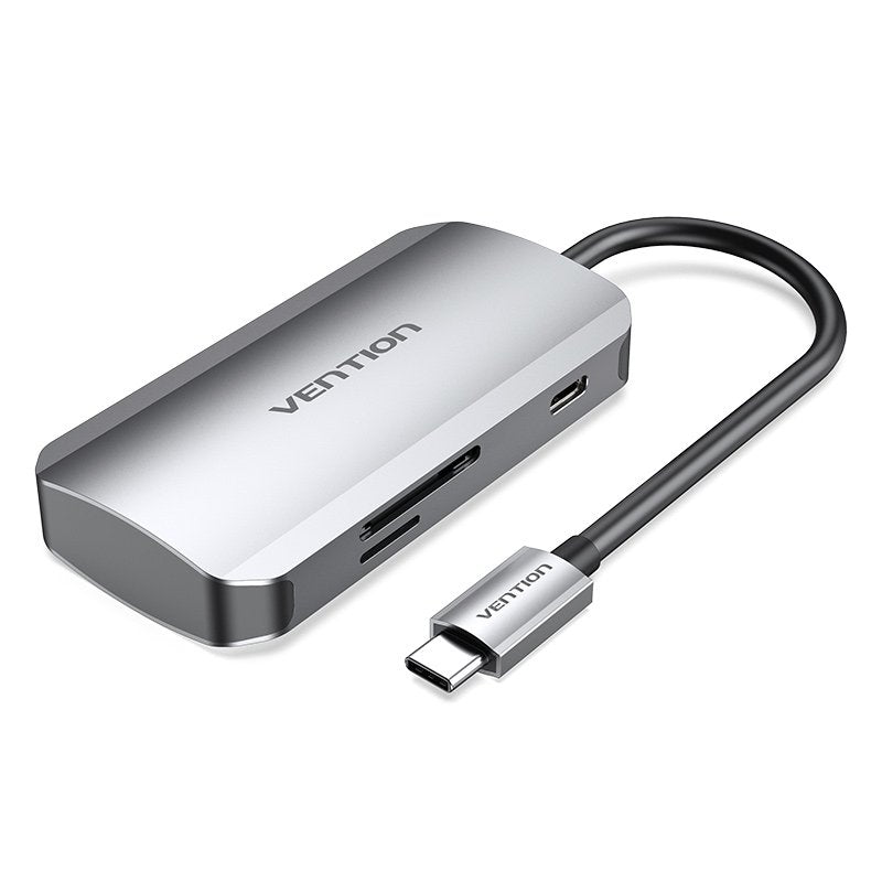 Vention Docking USB Type-c Tnhhb 3x USB 1x USB Type-c Pd 1XLECTOR Cards SD And microSD Grey