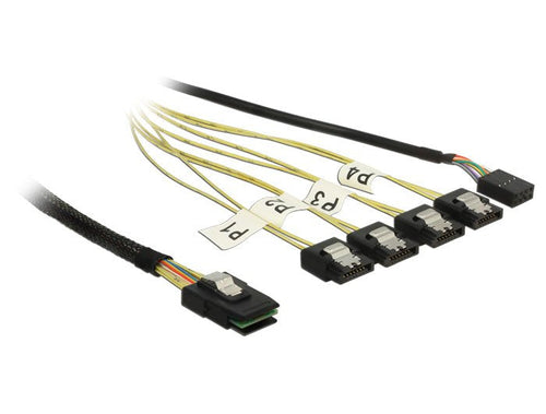 Delock 83319 Cable Mini Sas SFF-8087 4 X Inversión SATA 7 Contactos + Band Side 1M — image 1