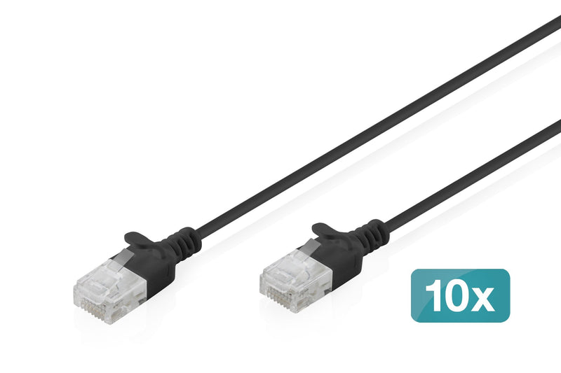 CAT.6 U-UTP Slim Network Cable, 1M, Black 10 Pcs