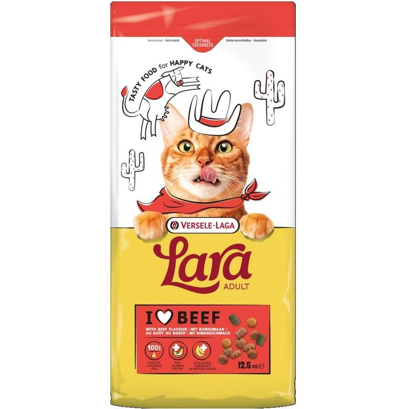 Comida Seca Gatos Versele-laga Lara Beef - 12,5KG