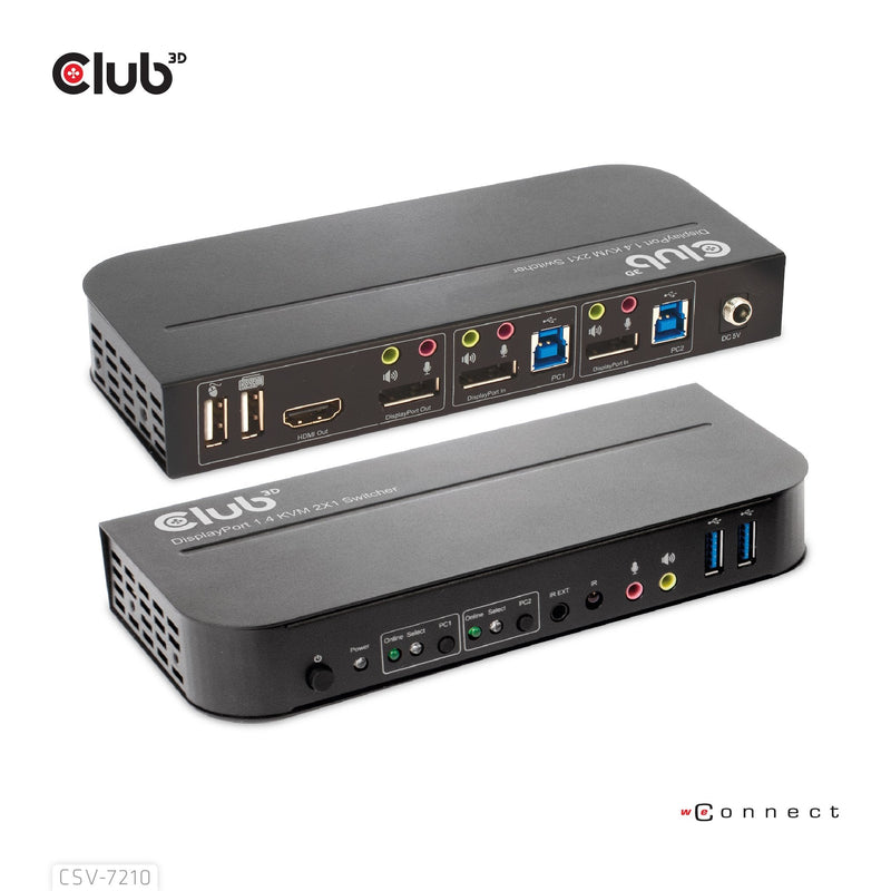 CLUB3D KVM Switch 4K60HZ 2X DP HDMI Or DP/2x USB/Audio