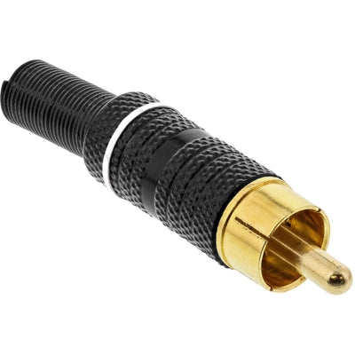 Inline Rca Male Soldar Ring White Metal Black Cable 6MM — image 1