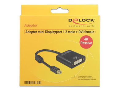 Delock Adapter Mini DisplayPort 1.2 Male DVI Female 4K Passiv Black — image 1