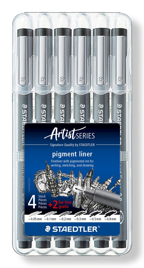 Staedtler Markers Pigment Liner 308 Case 6 Anchos Line Surtidos Black — image 1