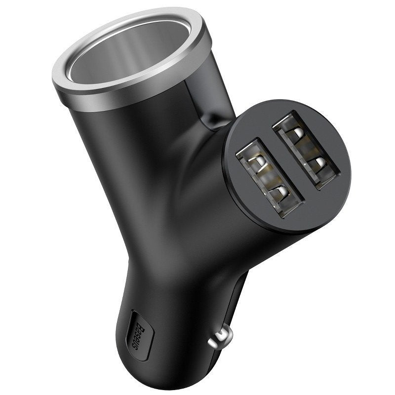 Baseus Car Charger And -type Dual USB + Cigarette Lighter Extended, 3.4A, Black (CCALL-YX01)