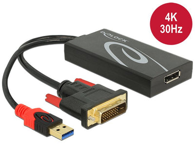 Delock Adapter DVI Male DisplayPort 1.2 Female Black — image 1