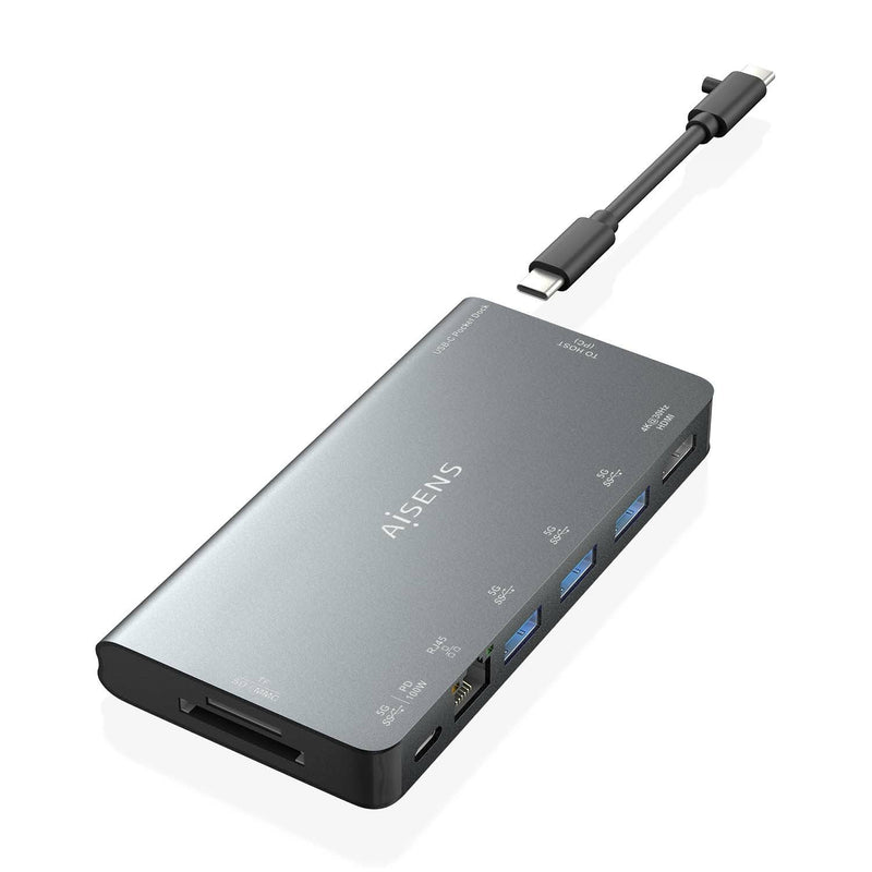 Aisens USB-C Dock 8 1 - USB-C a 1x HDMI - 1x RJ45 - 3x USB-A - 1x USB-C Datos + Pd - 1XSD - 1XMICRO SD - 10CM
