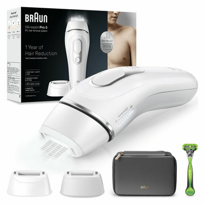 Braun Epilator Silk-expert Pro Ipl PL5145, White Plateada, Incl. Bag + Accesorio Wide + Shaver Afeitar Gillett — image 1