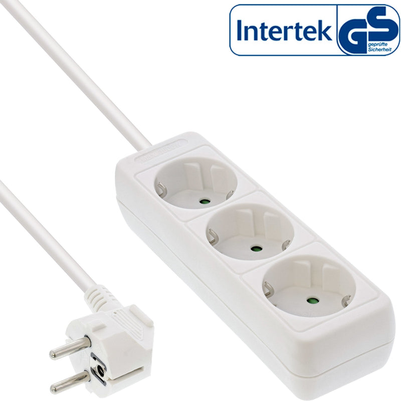 Inline Power Strip 3 Sockets 3X Type F With Security Children White 5M