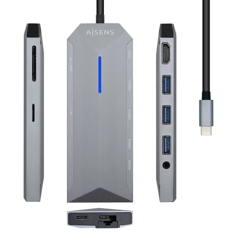 Aisens Dock 9 1 Hub USB-C 3.0 With 3x USB-A 3.0, 1x HDMI 1x RJ45