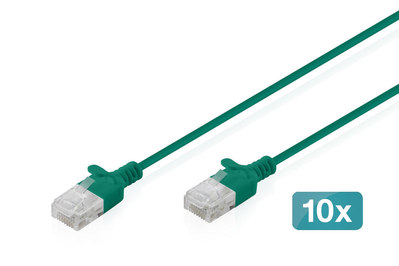 CAT.6 U-UTP Slim Network Cable, 3M, Green 10 Pcs