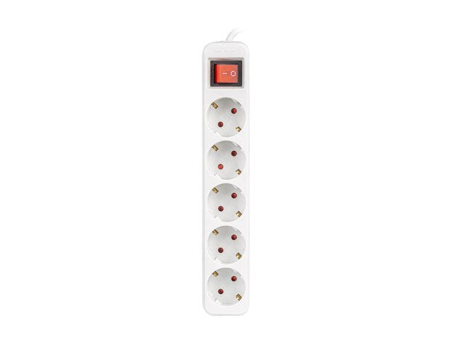 Lanberg Power Strip 5 Sockets Schuko With Protecion White 1.5M