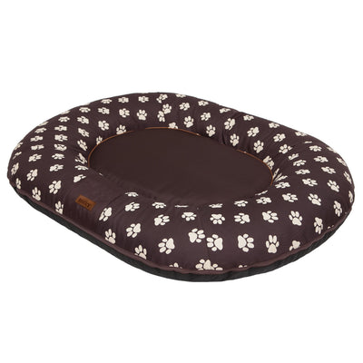 Oval Dog Basket Bed – Multicolour Brown Paw, XXL