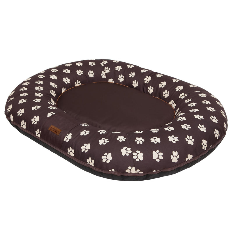 Oval Dog Basket Bed – Multicolour Brown Paw, XXL