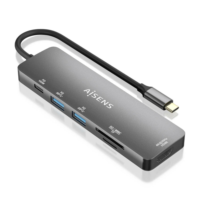 Aisens USB-C Dock 6 1 - USB-C a 1x HDMI - 2x USB-A - 1x USB-C Pd 100W - 1XSD - 1XMICRO SD - 15CM