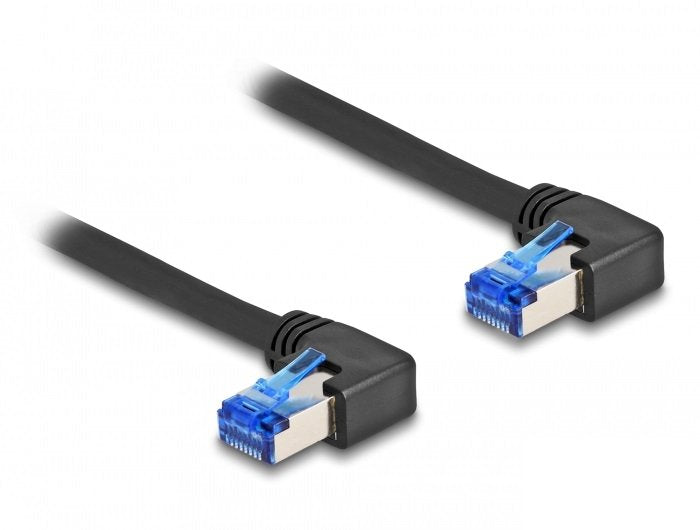Delock 80214 Network Cable RJ45 CAT.6A S/FTP Acodado a Derecha 1M Negro
