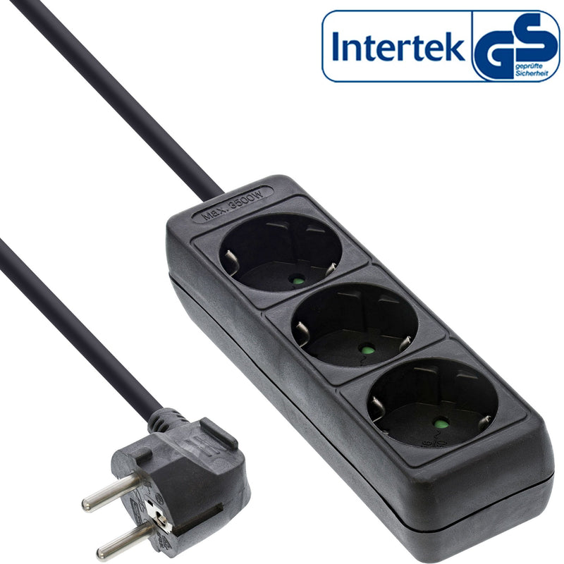 Inline Power Strip 3 Sockets Type F Black 3M