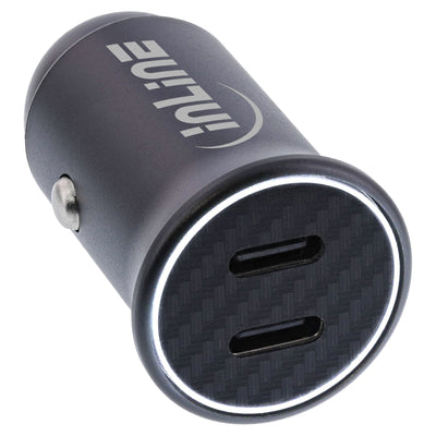 Inline® USB Car Charger Power-adapter Power Delivery, 2x USB Type-c, Black — image 1