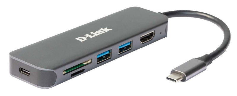 D-link Adapter USB-C 6 1 With HDMI/Reader Cards/Suministro Electrico USB-C/ 2XUSB3.0, 1x HDMI, 1x USB-C Pd 60W