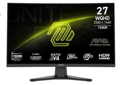 MSI Monitor 27 (2560X1440) Mag 275CQF E18 16:9 Curved Rapidva 0,5MS 180HZ 2x HDMI DP Hdr Ready Black — image 1