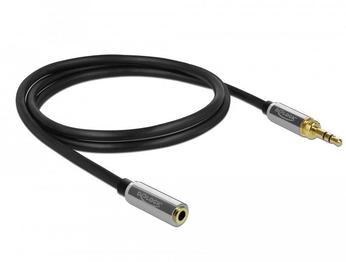Delock 85783 Cable Audio 5M 3,5MM Black Grey Cable Alargador Black 3,5MM, Male 3,5MM, Female 5M, Black Grey
