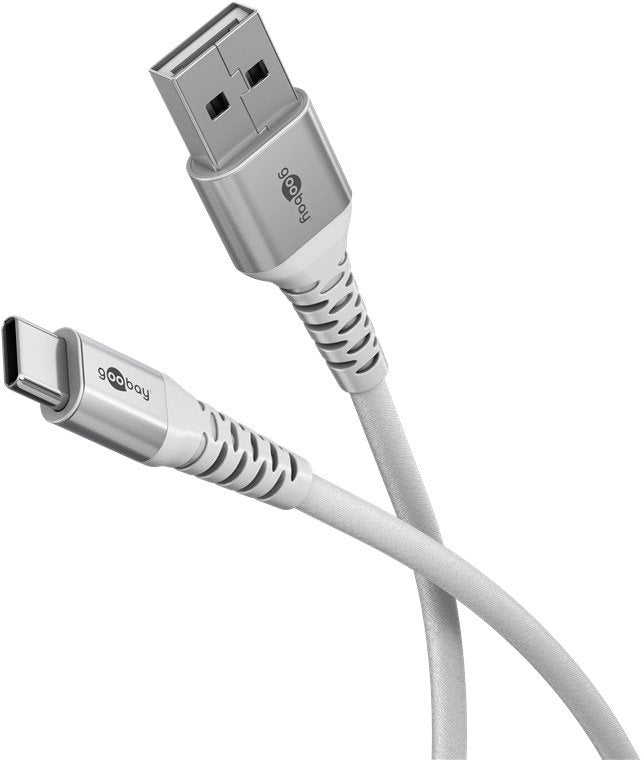 Goobay Cable Textil Supersoft USB 2.0, Connector USB-A Connector USB-C White 1 Tape Measure 74530