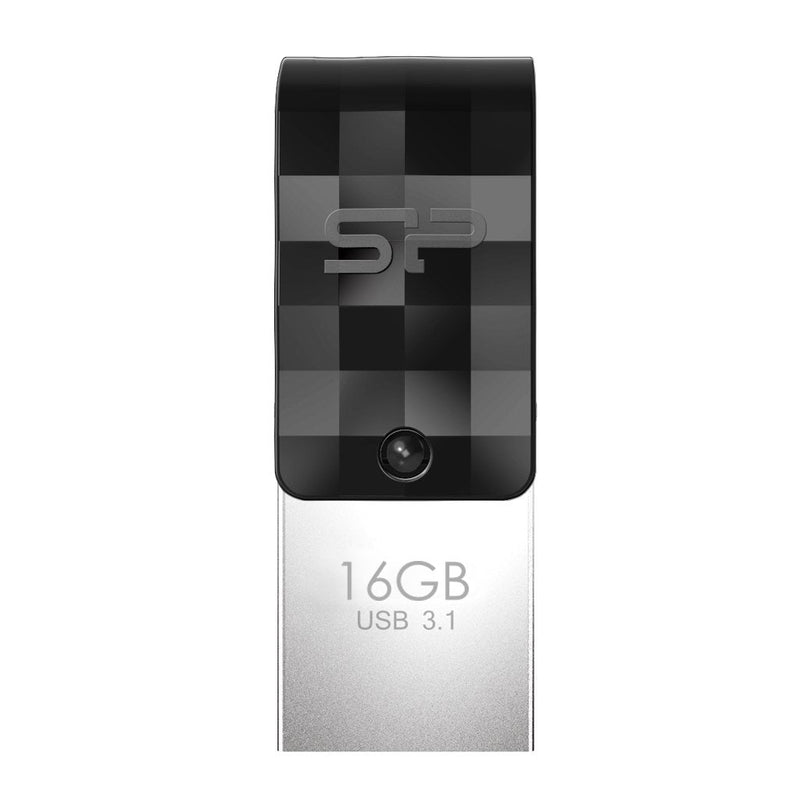 USB Flash Drive 16GB Silicone Power USB 3.1 + Type C C31 Black