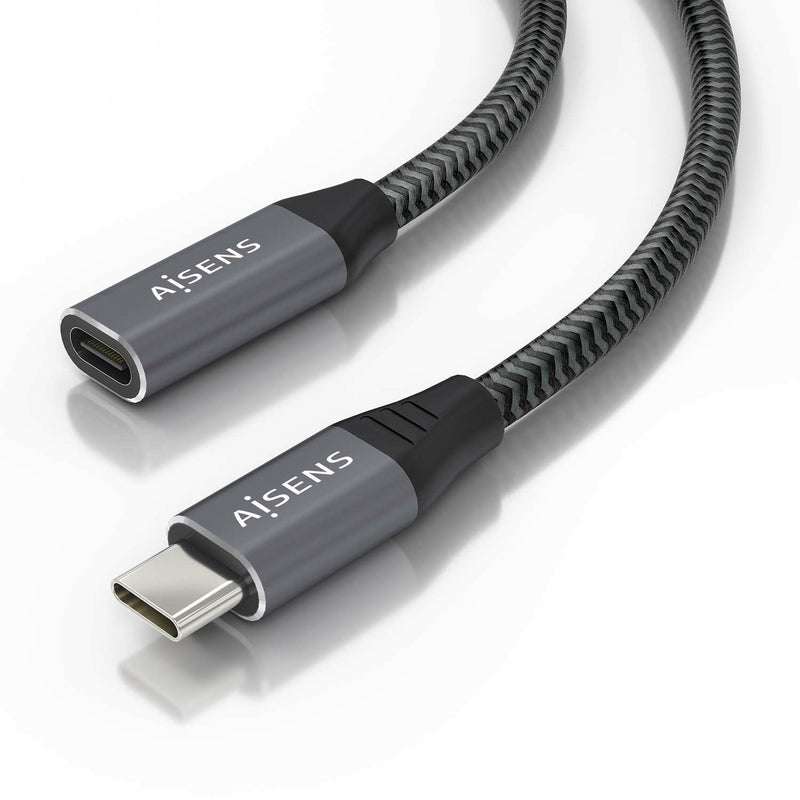 Aisens USB Cable 3.2 GEN2X2 Aluminium 20Gbps 8K@30HZ 5A 100W - Type USB-C/M-usb-c/H - 2M - Grey