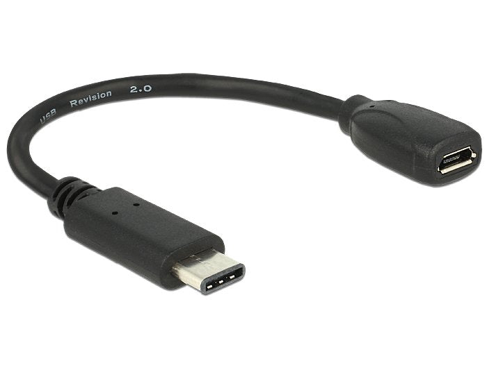 Delock Adapter USB Cable Type-c 2.0 Male USB 2.0 Type Micro-b Female 15CM Black