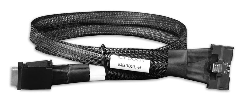 Cable Icy Box Mcio X8 SFF-TA-1016 2X Oculink 4I SFF-8611 Black 50CM MB302L-B